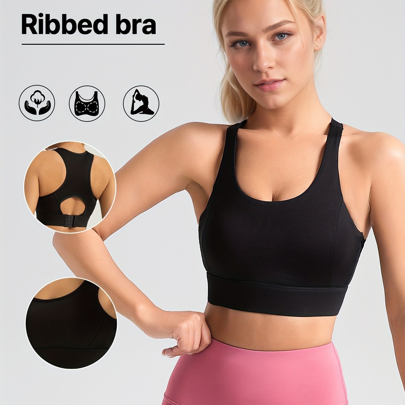 Women'S Sports Bra with Behind-Button Design, Suitable for Various Sports Like Fitness, Yoga, And Posture Correction.