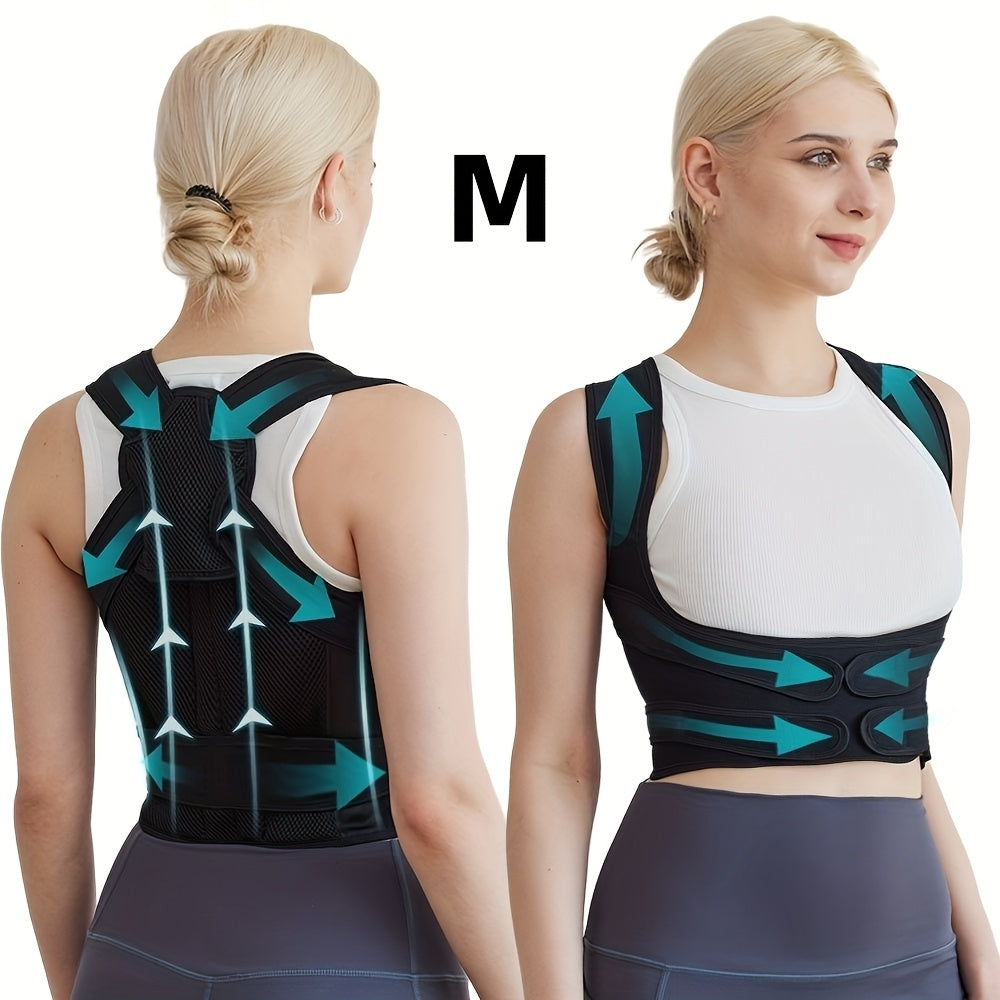 1pc Adjustable Back Brace for Women & Men - Posture Correction, Spine Support, Hook & Loop Closure, Durable Polyester Fiber, Ideal for Running & Daily Wear, Back Support Brace | Modern Back Brace | Secure Fit Brac