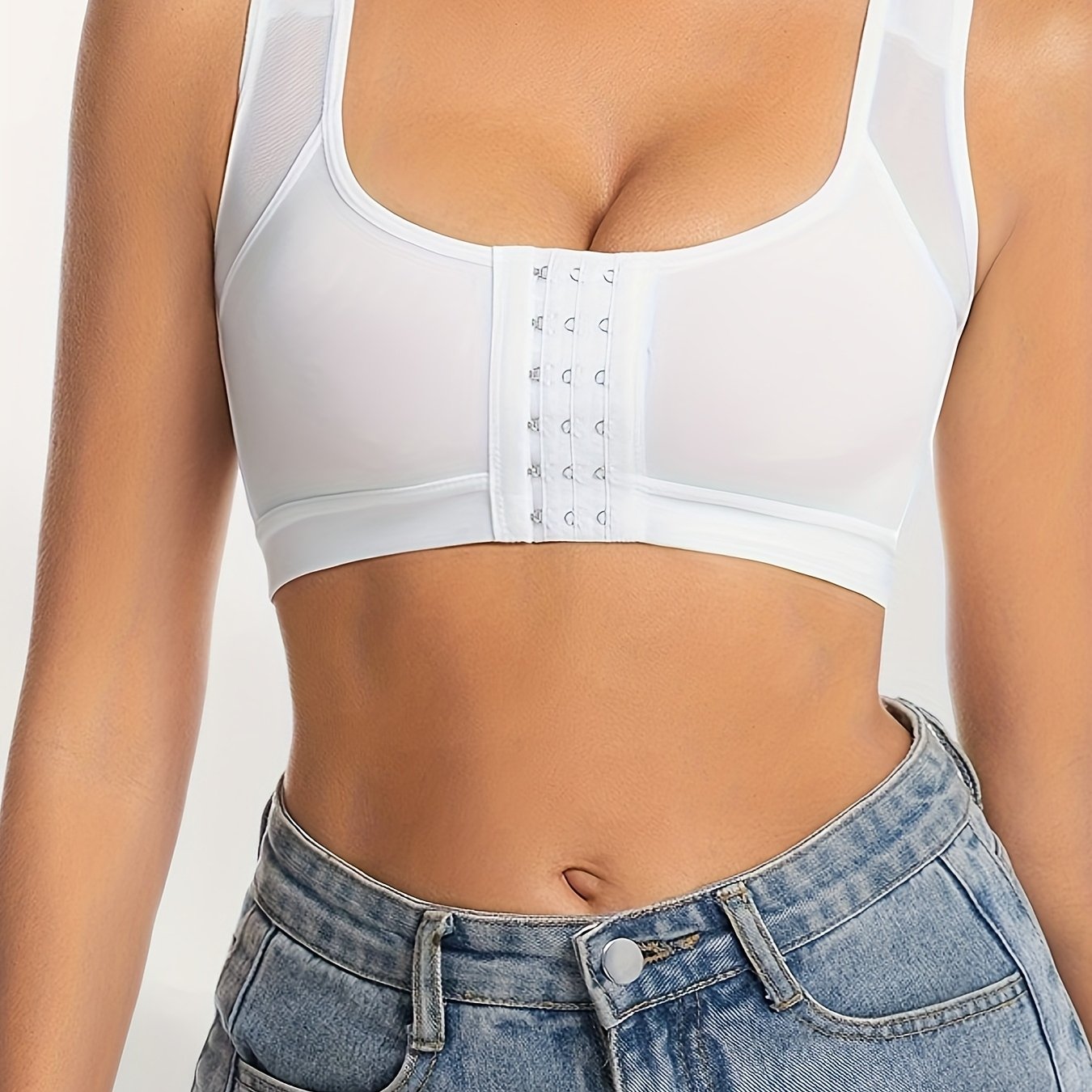 Women's bra front-button adjustable corset underwear without steel rings, making the bust look smaller, breathable, sports, yoga and beautiful back underwear