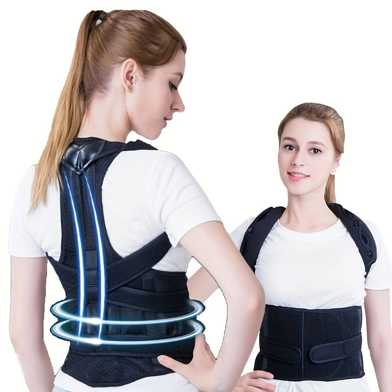 Magnetic Posture Corrector Back Support Brace - Reduces Back Pain, Improves Spine Alignment, No Battery Needed, Hand Washable, White with Black Strap, Back Strap|Comfortable Fit, Posture Corrector Vest