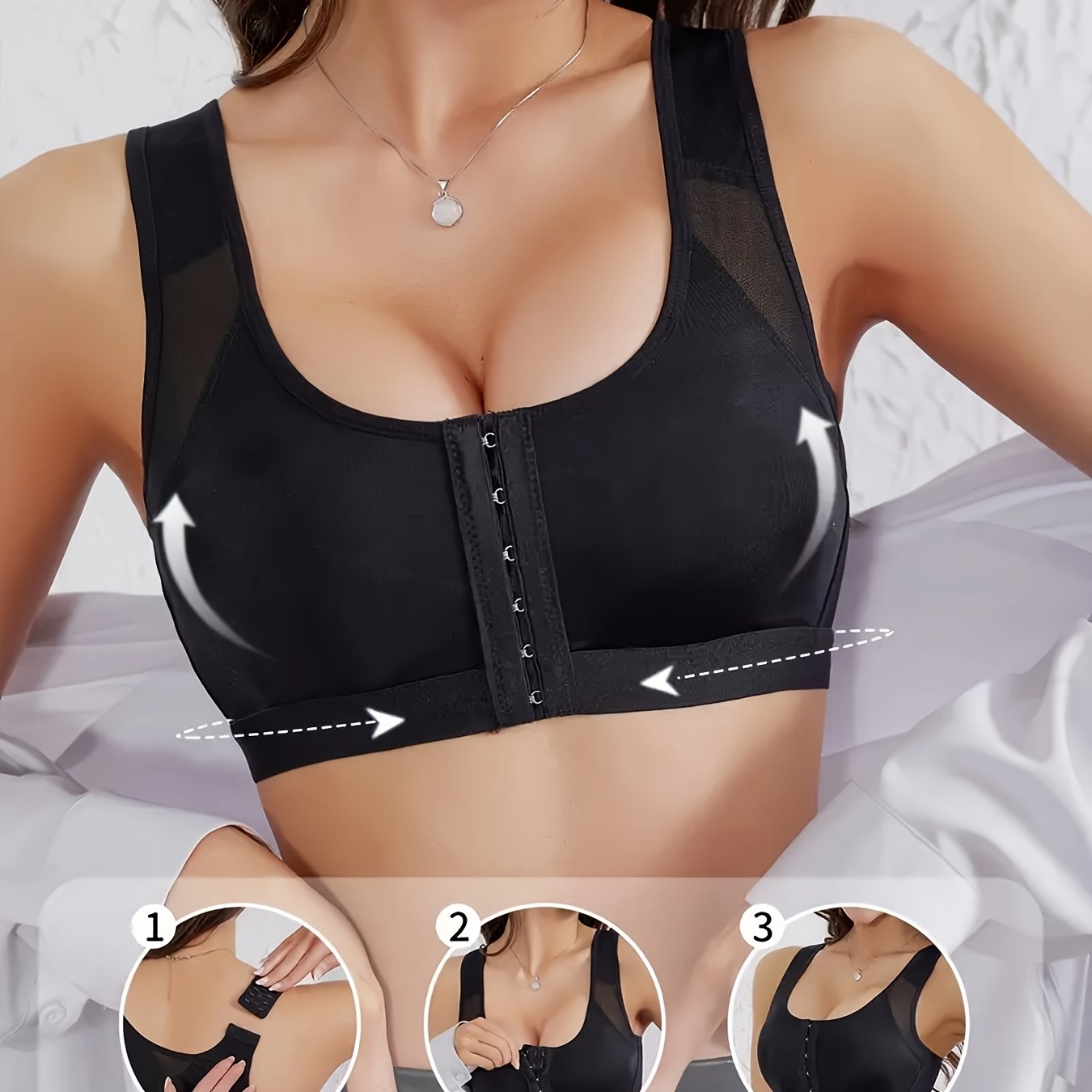 Polyester Sports Bra Breathable Polyester Sports Bra | Medium Support, No Steel Ring, Front Buckle Adjustable | Solid Color, Without Pads, Suitable for Yoga and Running Fitness