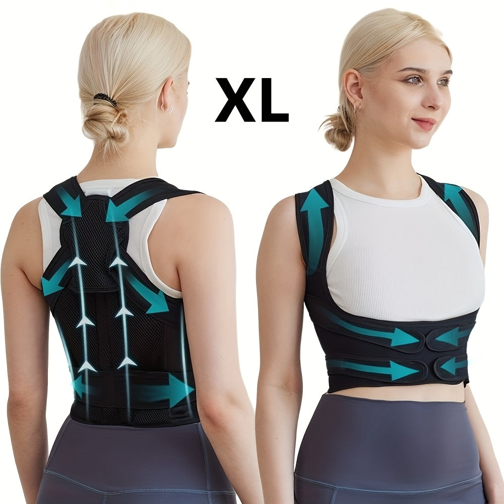 1pc Adjustable Back Brace for Women & Men - Posture Correction, Spine Support, Hook & Loop Closure, Durable Polyester Fiber, Ideal for Running & Daily Wear, Back Support Brace | Modern Back Brace | Secure Fit Brac
