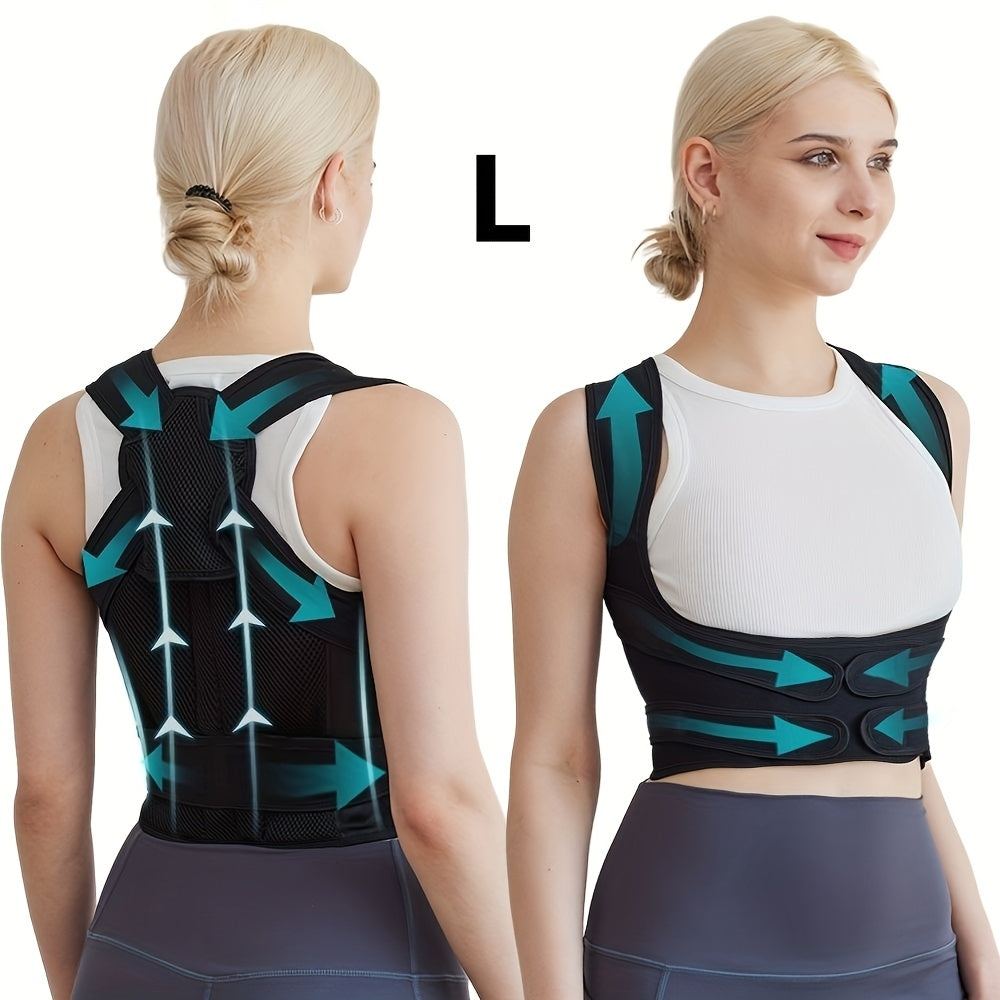 1pc Adjustable Back Brace for Women & Men - Posture Correction, Spine Support, Hook & Loop Closure, Durable Polyester Fiber, Ideal for Running & Daily Wear, Back Support Brace | Modern Back Brace | Secure Fit Brac
